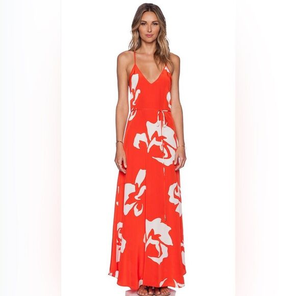 Karina Grimaldi Dresses & Skirts - Karina Grimaldi Vibrant Orange and White Maxi Dress